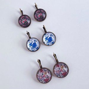 *50% OFF! 3 pairs Vintage earrings flowers floral boho bohemian cottage core
